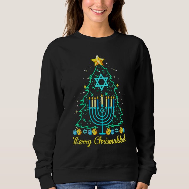 Merry Christmakkah  Hanukkah And Christmas Tree Li T Shirt (Framsida)