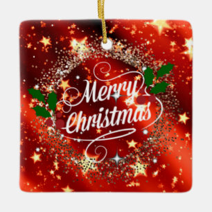 Merry Christmans, glitter och Shine. Julgransprydnad Keramik