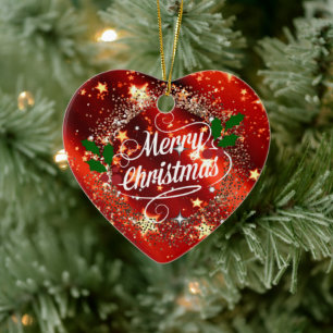 Merry Christmans, glitter och Shine. Julgransprydnad Keramik