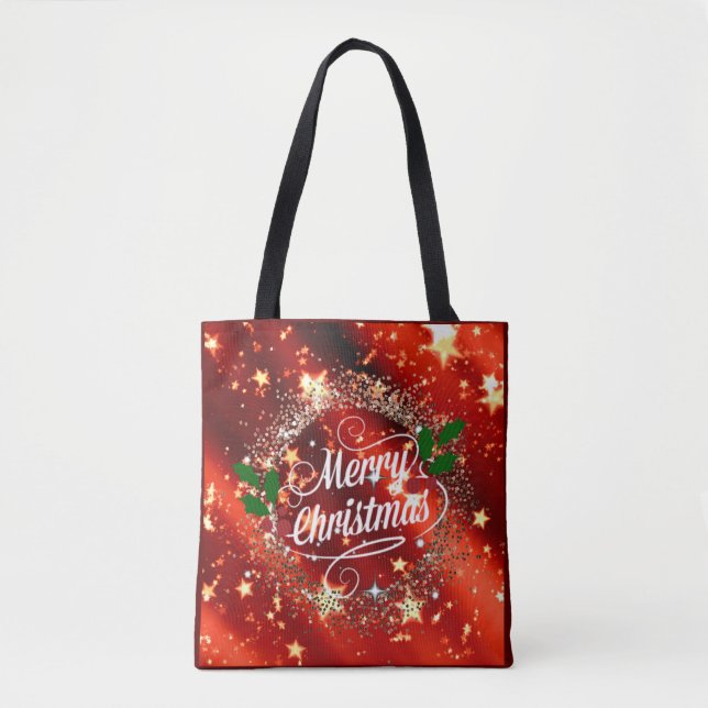 Merry Christmans, glitter och Shine. Tygkasse (Framsida)