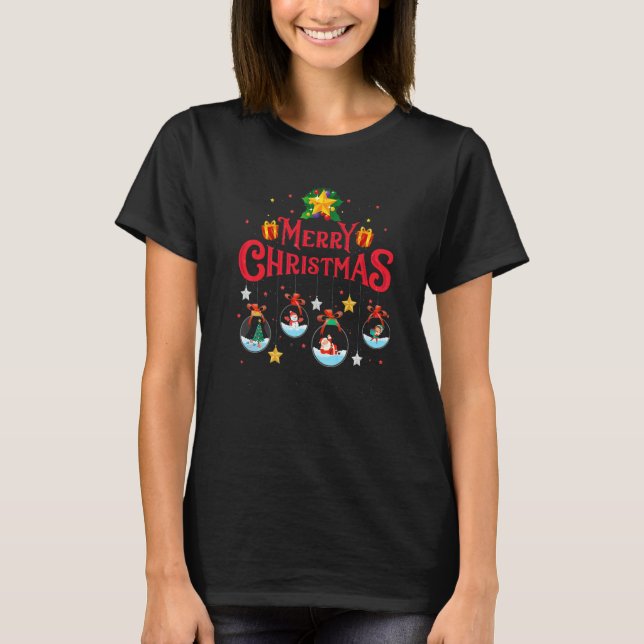 Merry Christmas 2022 Santa Tree Elf Snowman Matchi T Shirt (Framsida)