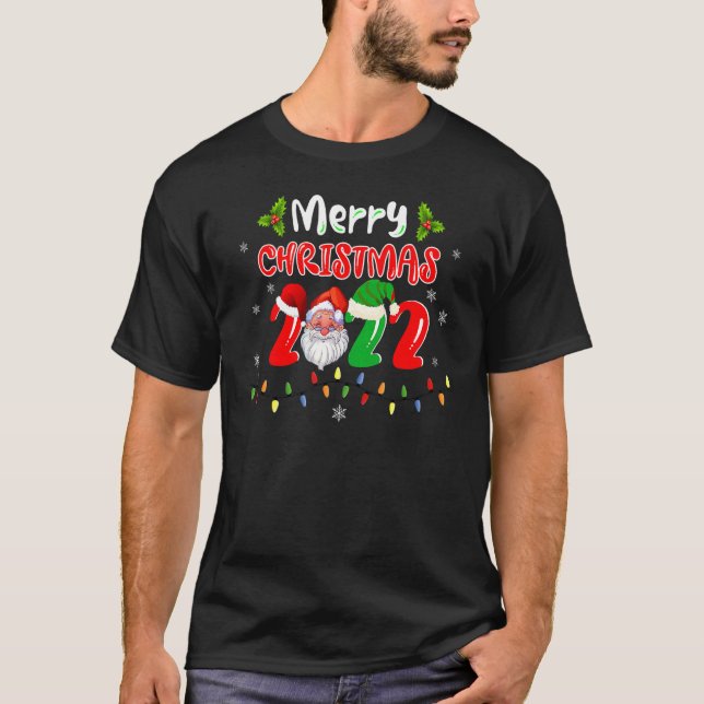 Merry Christmas 2022 Team Santa Elf Squad Pajamas  T Shirt (Framsida)