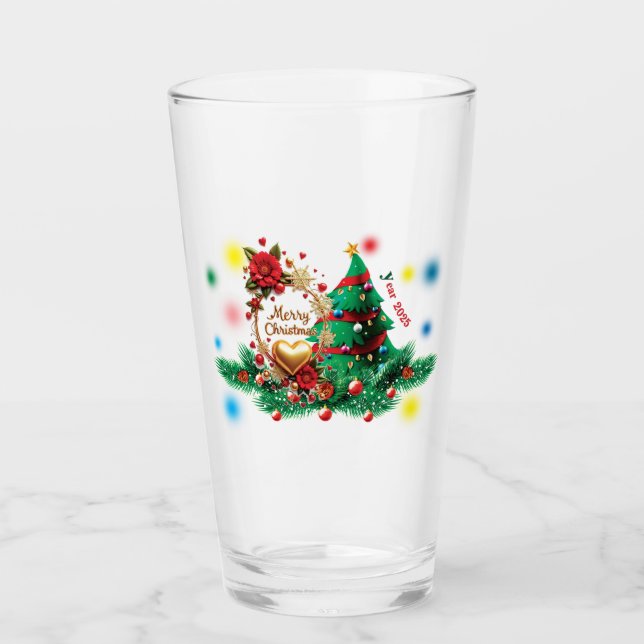 Merry Christmas 2025 Drinkware Glaskopp (Framsida)