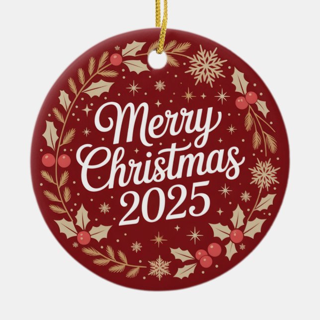 Merry Christmas 2025 Julgransprydnad Keramik (Framsidan)