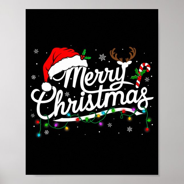 Merry Christmas 2025 Santa Hat Reindeer Xmas Match Poster (Framsidan)