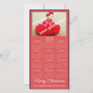 Merry Christmas 2026 Calendar Add Your Photo Red Julkort
