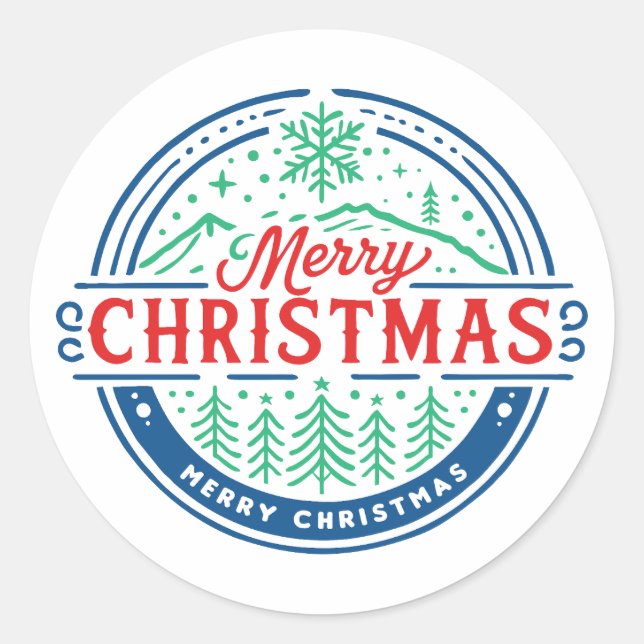 Merry Christmas 2 Runt Klistermärke (Framsida)