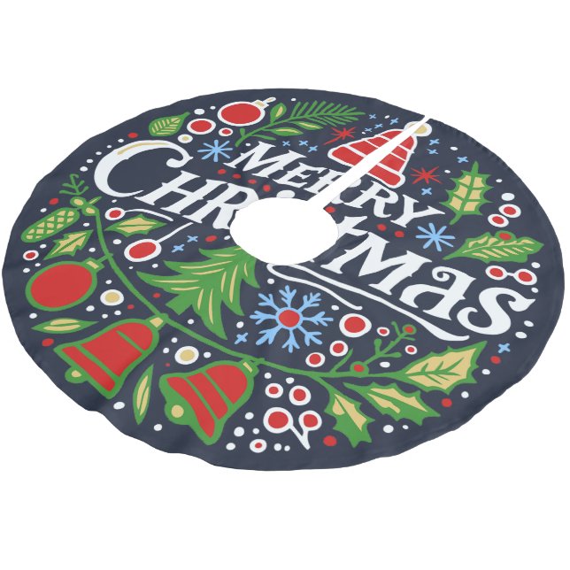 Merry Christmas 3 Julgransmatta Borstad Polyester (Vinklad)