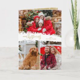 Merry Christmas 3 Photo Collage Folded Helgkort