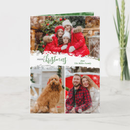 Merry Christmas 3 Photo Collage Folded Helgkort