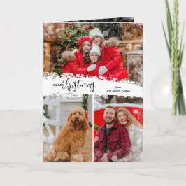 Merry Christmas 3 Photo Collage Folded Helgkort