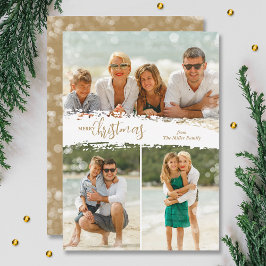 Merry Christmas 3 Photo Collage Holiday Card Julkort