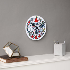 Merry Christmas 3 Rund Klocka