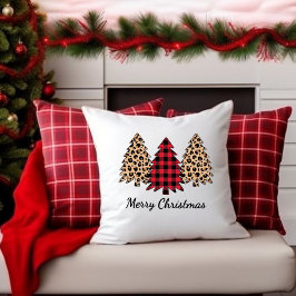 Merry Christmas 3 tree prints, Pillow Print. Kudde
