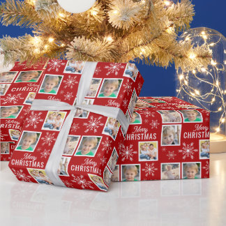 Merry Christmas 4 Photos Snowflake Christmas Red Presentpapper