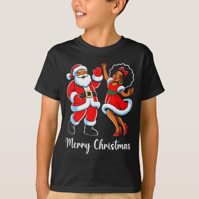 Merry Christmas African American Santa Claus Xmas  T Shirt (Framsida)