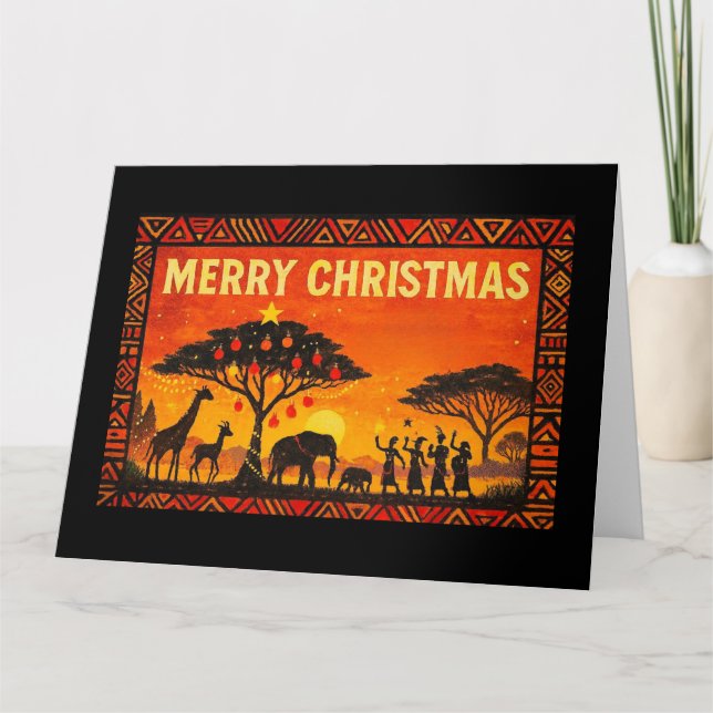 Merry Christmas African Safari Christmas Kort (Framsida)