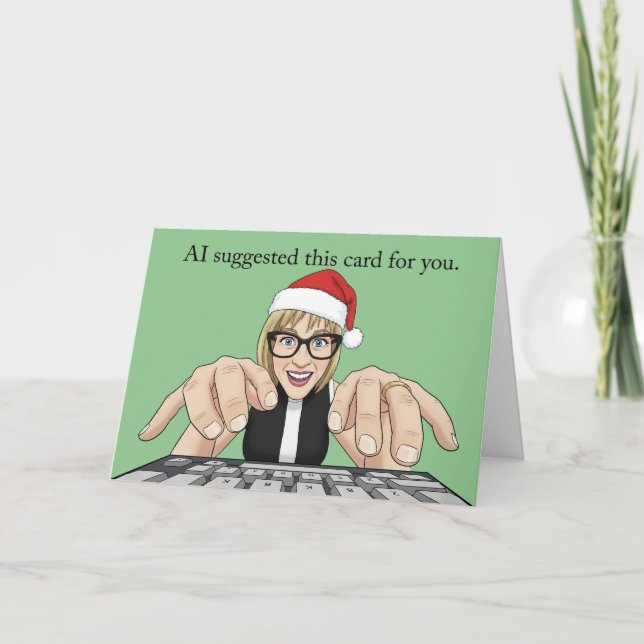Merry Christmas AI Artificial Intelligence Humor Helgkort (Framsida)