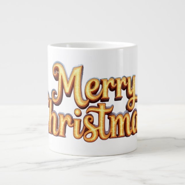 Merry Christmas als Goldener Schriftzug Jumbo Mugg (Framsidan)