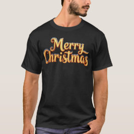 Merry Christmas als Goldener Schriftzug T Shirt