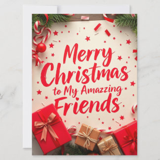 Merry Christmas Amazing Friends Festive Typography Julkort