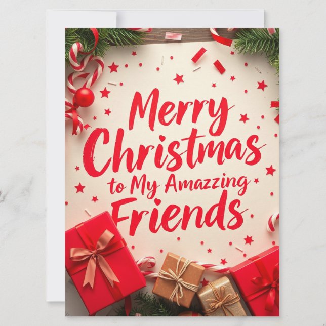 Merry Christmas Amazing Friends Festive Typography Julkort (Framsida)