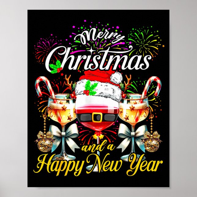 Merry Christmas And A Happy New Year Firework Wine Poster (Framsidan)