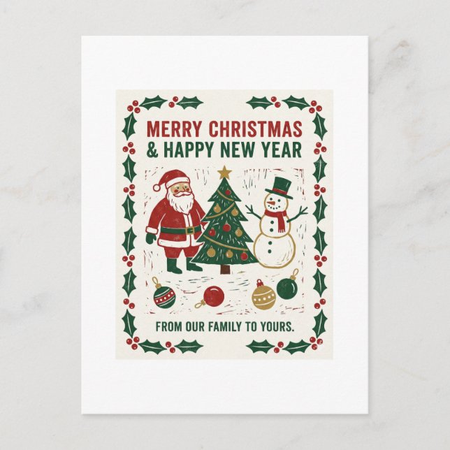 Merry Christmas and a Happy New Year Helg Vykort (Framsida)