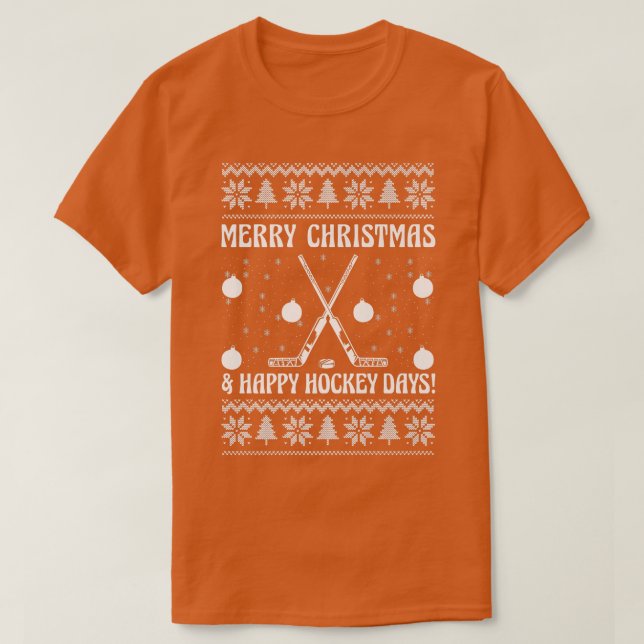 Merry Christmas And Happy Hockeydays Funny Ice Hoc T Shirt (Design framsida)