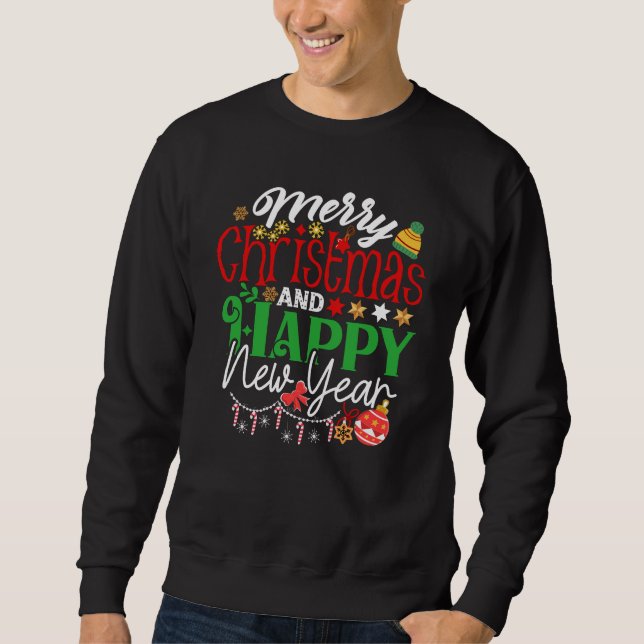 Merry Christmas And Happy New Year-67342 T-Shirt Lång Ärmad Tröja (Framsida)