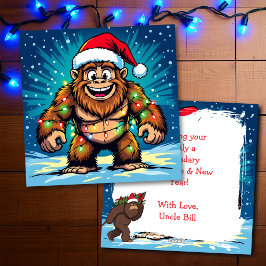 Merry Christmas and Happy New Year Bigfoot Julkort