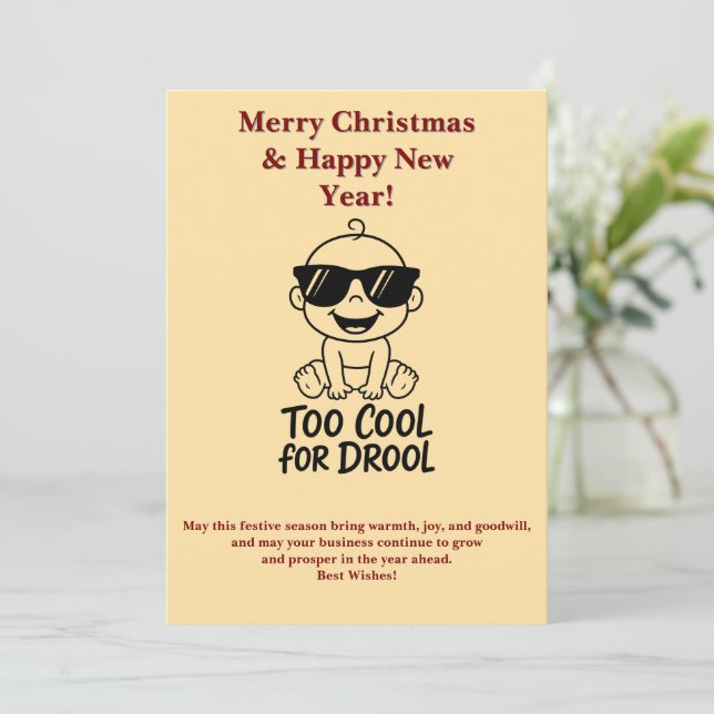 Merry Christmas and Happy New Year Card Funny baby Julkort (Stående Fram)