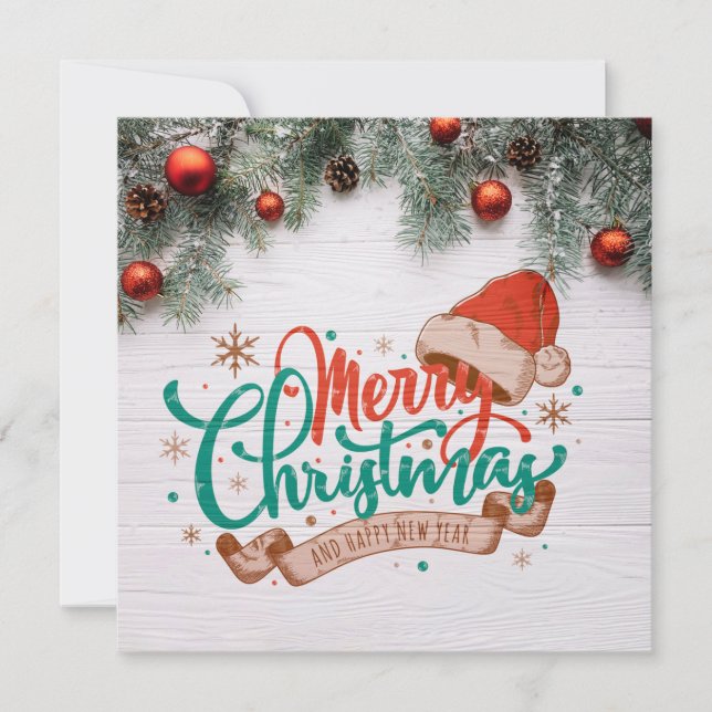 Merry Christmas And Happy New Year Inbjudningar (Framsida)