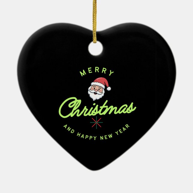 Merry Christmas and Happy New Year Julgransprydnad Keramik (Baksidan)