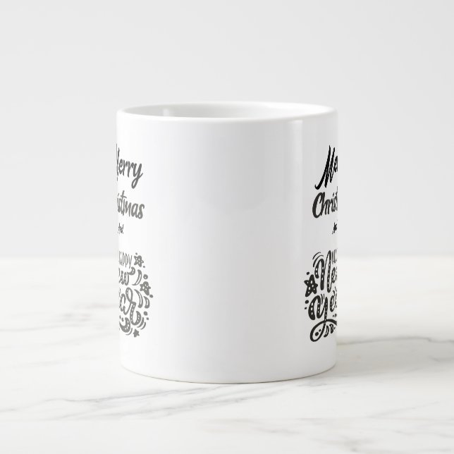 Merry Christmas and Happy New Year Plain Design Jumbo Mugg (Framsidan)