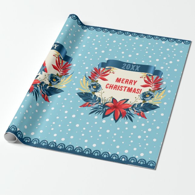 Merry Christmas and Happy New Year! Red Bird Presentpapper (Utrullad)