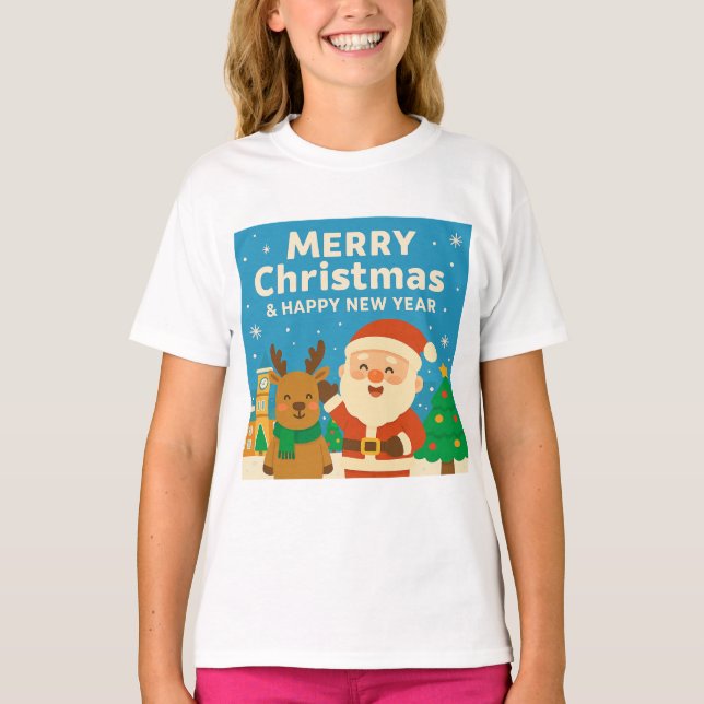 Merry Christmas and Happy New Year - Santa T Shirt (Framsida)