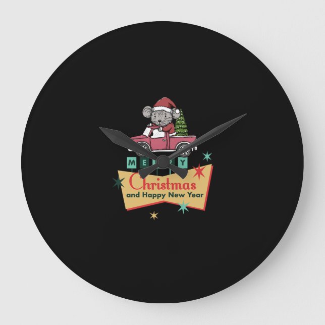 Merry Christmas and Happy New Year Stor Klocka (Framsida)