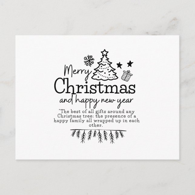 Merry Christmas and happy New Year Vykort (Framsida)