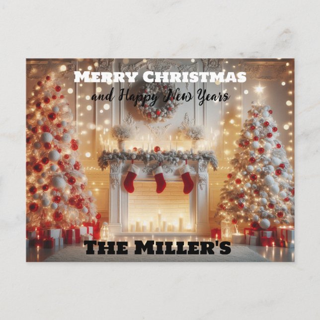 Merry Christmas and Happy New Years Vykort (Framsida)