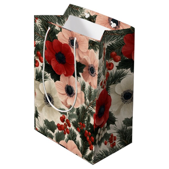 Merry Christmas Anemone Floral Background holiday  (Baksidan Vinklad)