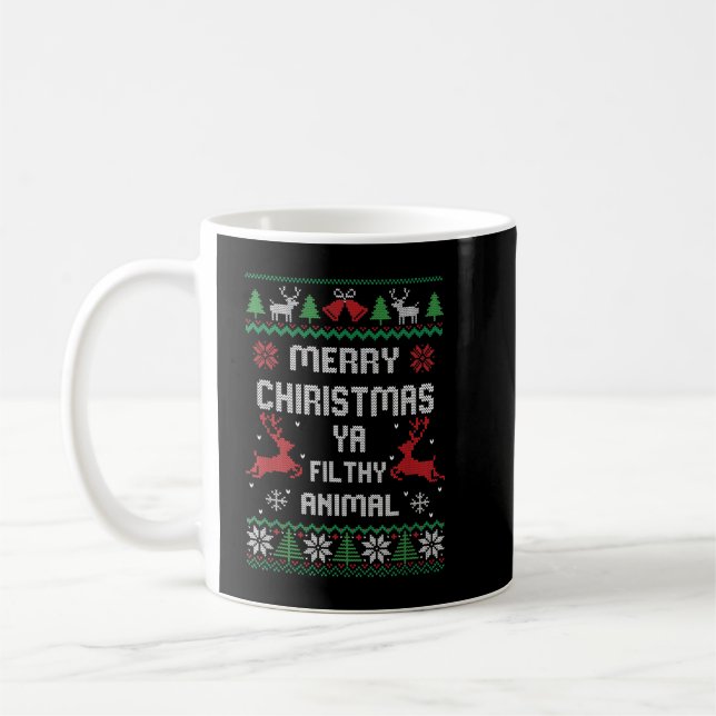Merry Christmas Animal Filthy Ya  Copy Kaffemugg (Vänster)