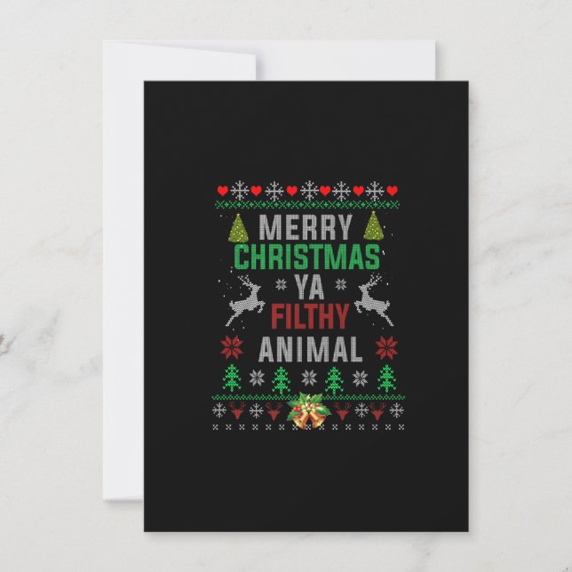 Merry Christmas Animal Filthy Ya Shirt Funny Xmas  Inbjudningar (Framsida)