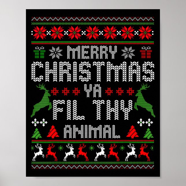 Merry Christmas Animal Filthy Ya Xmas Pajama Chris Poster (Framsidan)