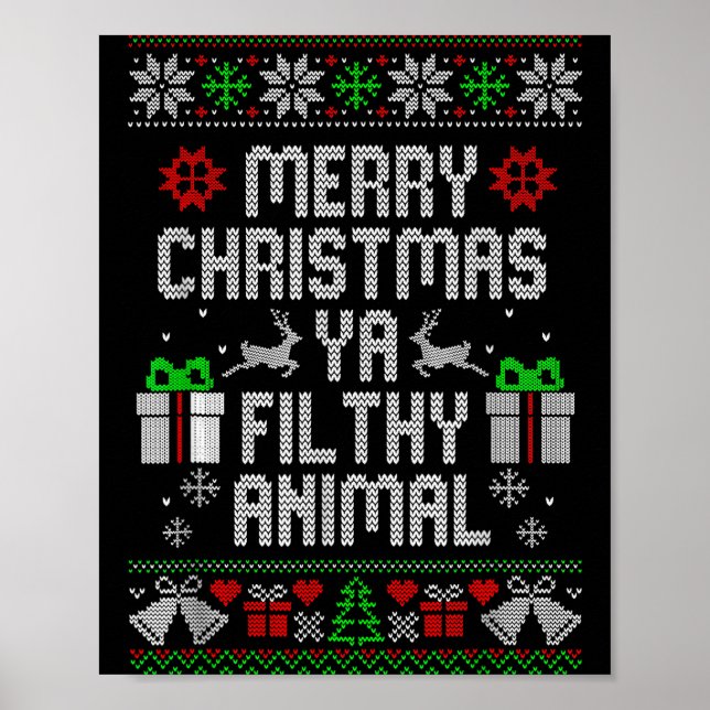 Merry Christmas Animal Filthy Ya Xmas Pajama  Poster (Framsidan)