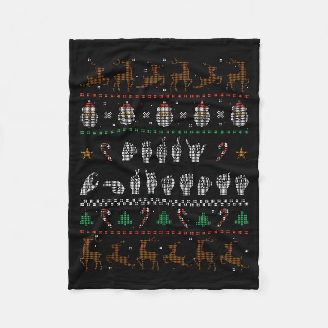 Merry Christmas Asl Sign Language Deaf Pride Sped  Fleecefilt (Framsidan)