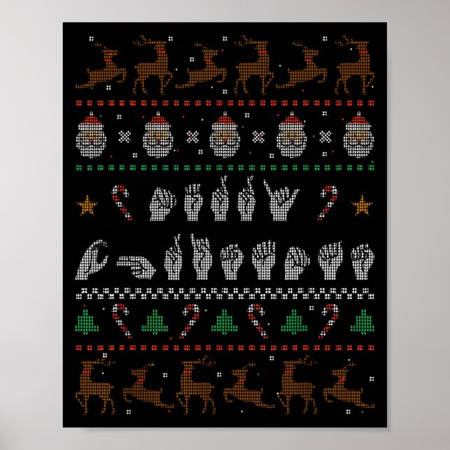 Merry Christmas Asl Sign Language Deaf Pride Sped  Poster (Framsidan)
