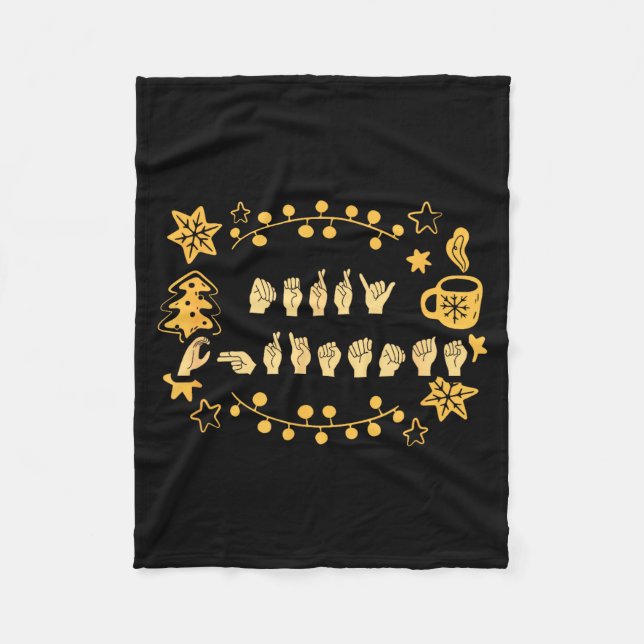 Merry Christmas Asl Sign Language Deaf Sped Women  Fleecefilt (Framsidan)