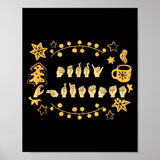 Merry Christmas Asl Sign Language Deaf Sped Women  Poster (Framsidan)
