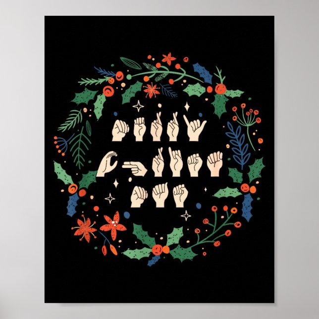 Merry Christmas Asl Sign Language Deaf Sped Women  Poster (Framsidan)